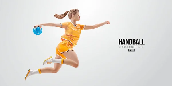 Realistic Silhouette Handball Player White Background Handball Player Woman Throws — Stock Vector