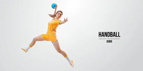 Silhouette Réaliste Joueur Handball Sur Fond Blanc Joueuse Handball Lance — Image vectorielle