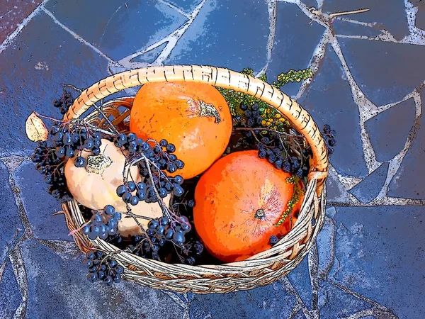 Pumpkins Basket Photo Illustration — Stock Photo, Image