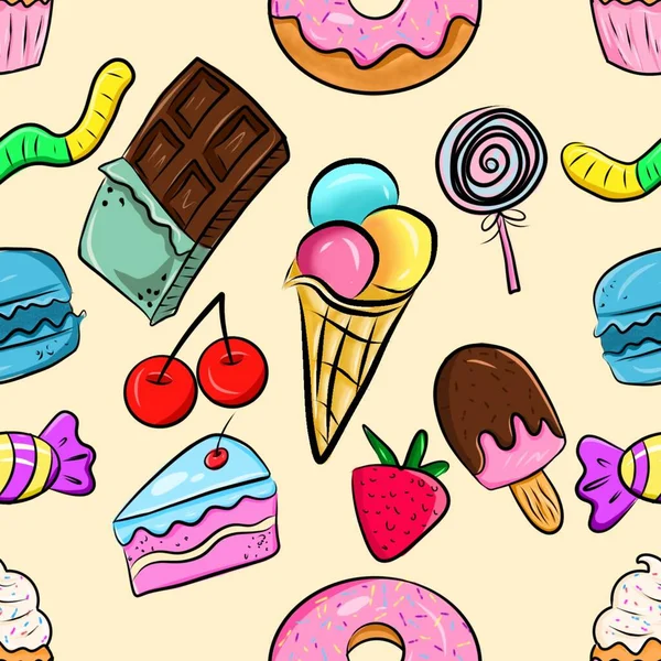 Pattern Sweets Ice Cream Cake Yellow — Stock Photo, Image