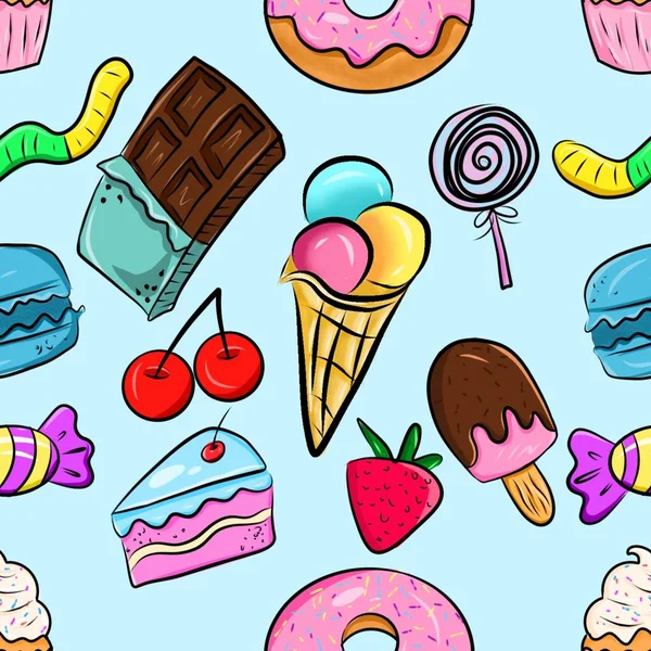 Pattern Sweets Ice Cream Cake Blue — Stock Photo, Image