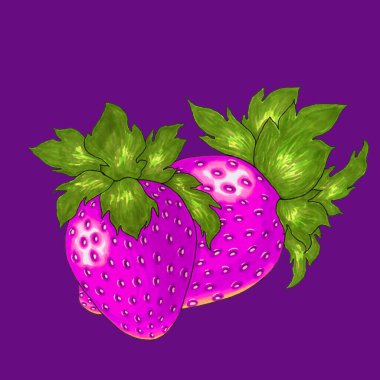 Mor arka planda iki mor çilek.