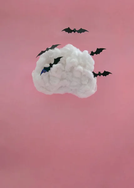 Cloud Bat Flying Out Concept Aesthetic Design Imagination Abstract Pink — Stock Photo, Image