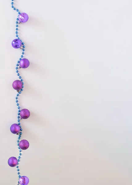 Baubles Vivid Violet Pearls Making Christmas Decoration Copy Space Design — Stock Photo, Image