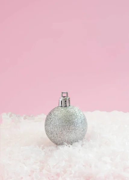 Металлический Серебряный Блеск Снежно Розовом Фоне — стоковое фото