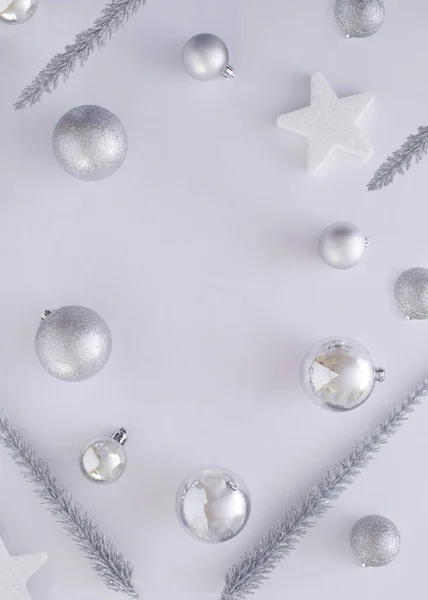 Зимний Праздник Рождество Design Silver Замороженные Цвета Белом Фоне — стоковое фото