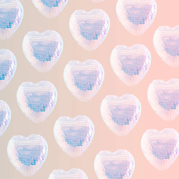 Disco Hearts Pattern Love Concept Design Aesthetic Heart Design Soft — стоковое фото