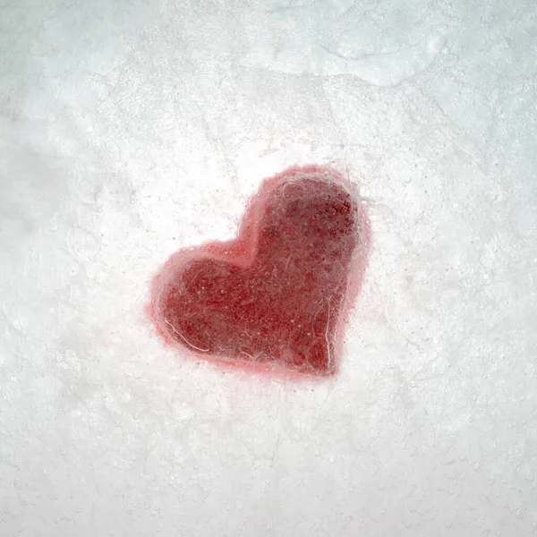 Red Heart Frozen Ice Valentine Love Concept Idea Love Aesthetic — Fotografia de Stock