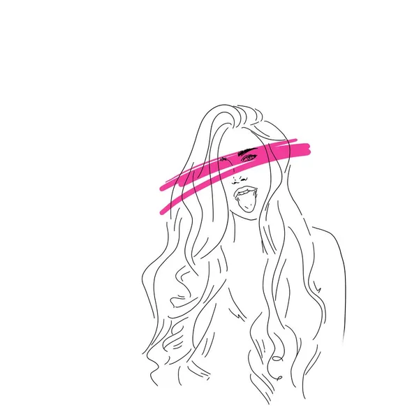 Jovem Mulher Estilo Desenho Linha Fundo Minimalista Papel Parede Moda — Fotografia de Stock