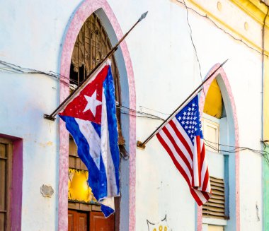 Küba ve Küba bayrakları Eski Havana, Küba