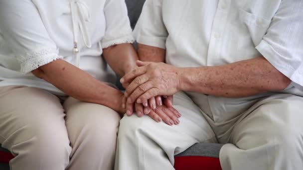 Paar Senior Helpende Handen Ouderenzorg Concept — Stockvideo