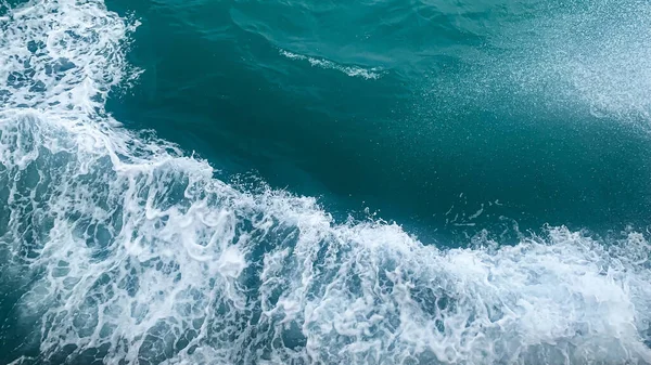 Vista Aerea Sulle Onde Dell Oceano Sfondo Blu Acqua Lato — Foto Stock