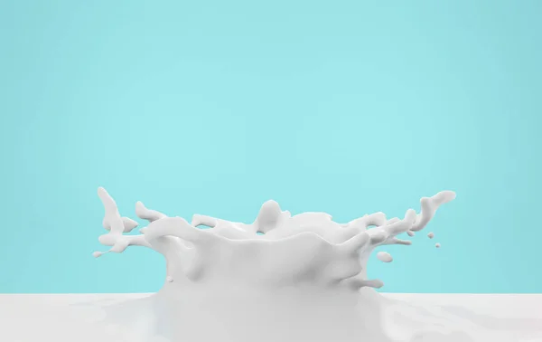 Illustrations Milk Splash Realistic Natural Products Yogurt Cream Isolated Blue — Zdjęcie stockowe