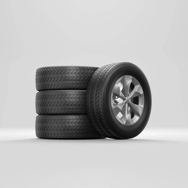 Car Summer Tires White Background Illustration — Photo