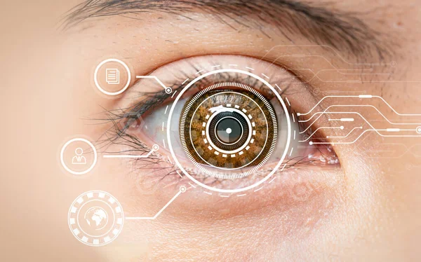 Close Oogmonitoring Behandeling Geneeskunde Biometrische Scan Concept — Stockfoto