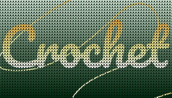 Tricot Crochet Vert Jaune Signe Texte Fond Bannière Horizontale Hiver — Image vectorielle