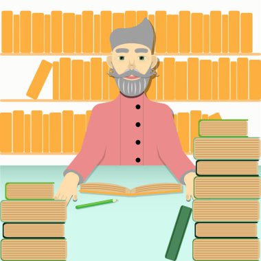 Adam kitap okuyucusunu kütüphane ders kitabı okurken ayarlar