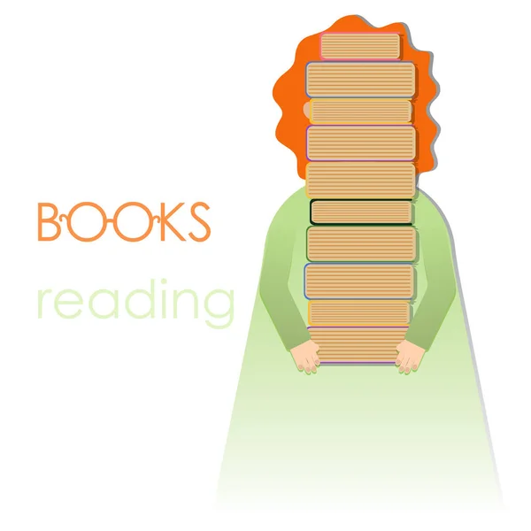 Dívka Student Knihy Čtenář Kniha Čtení Knihovna Učebnice Studium — Stockový vektor