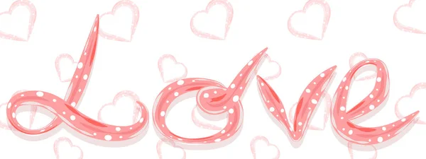 Love Sign Text Lettering Pink Banner Wedding Heart Valentine Day — Stock Vector