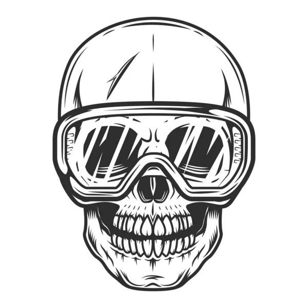 Bauarbeiter Totenkopfbauer Schutzbrille Vintage Monochrom Stil Isolierte Vektorillustration — Stockvektor