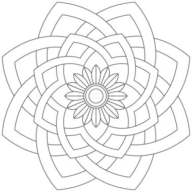 Mandala Vektörü Yaprak Renklendirme Sanatı Basit Grafik Çiçek Doğulu Klasik Resim İslami Hint Mistik Dini Ahlakı Nilüfer Yazdırma Kumaşı Tekstil Sembolü Tekstil Sembolü 