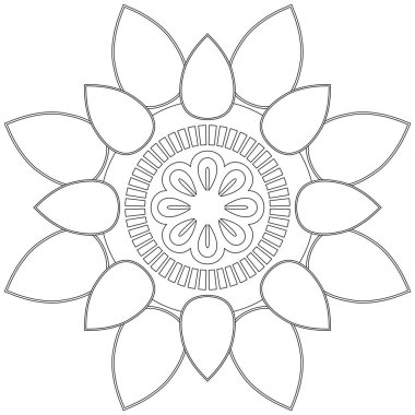 Mandala Vektörü Yaprak Renklendirme Sanatı Basit Grafik Çiçek Doğulu Klasik Resim İslami Hint Mistik Dini Ahlakı Nilüfer Yazdırma Kumaşı Tekstil Sembolü Tekstil Sembolü 