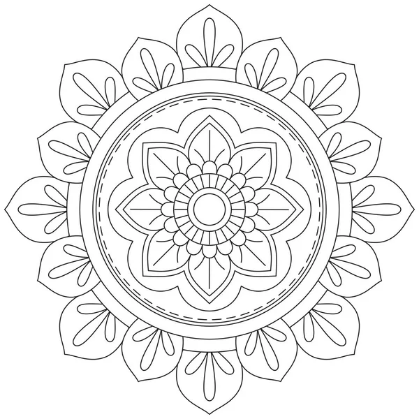 Mandala Vector Hoja Flor Colorear Arte Gráfico Simple Floral Oriental — Archivo Imágenes Vectoriales