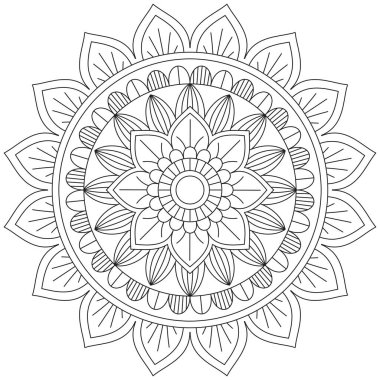 Mandala Vektörü Yaprak Renklendirme Sanatı Basit Grafik Çiçek Doğulu Klasik Resim İslami Hint Mistik Dini Ahlakı Nilüfer Yazdırma Kumaşı Tekstil Sembolü Tekstil Sembolü 