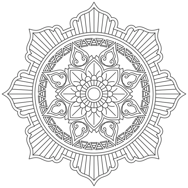 Mandala Διάνυσμα Φύλλο Λουλούδι Χρωματισμός Τέχνη Απλή Γραφική Floral Oriental — Διανυσματικό Αρχείο