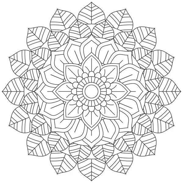 Mandala Vector Leaf Flower Colloring Art Simple Graphical Floral Designs — стоковий вектор