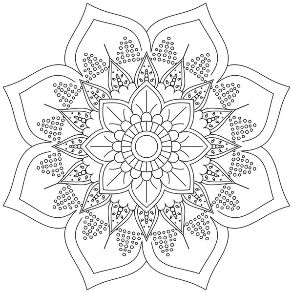 Mandala Vector Hoja Flor Colorear Arte Gráfico Simple Floral Oriental — Archivo Imágenes Vectoriales