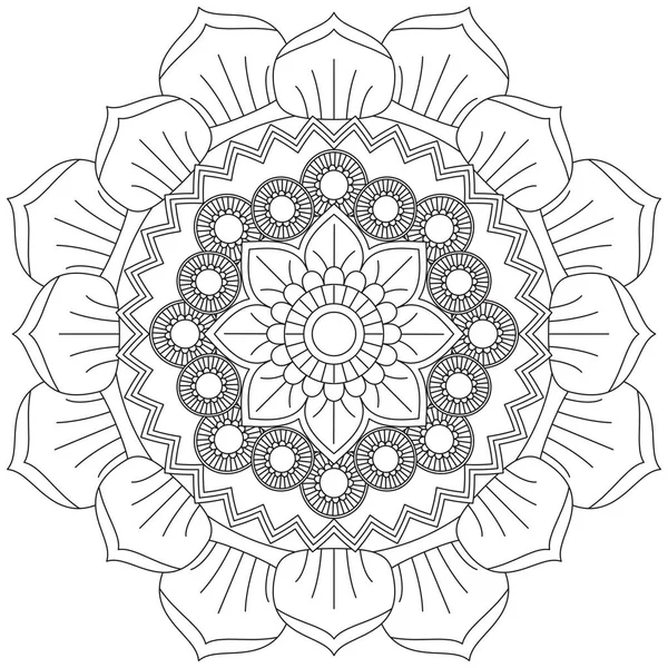 Mandala Vector Folha Flor Coloração Arte Simples Gráfico Floral Oriental —  Vetores de Stock