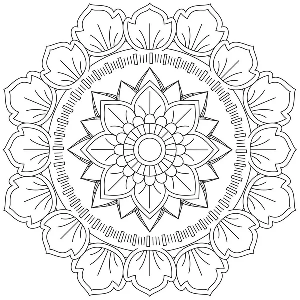 Mandala Vector Hoja Flor Colorear Arte Gráfico Simple Floral Oriental — Archivo Imágenes Vectoriales