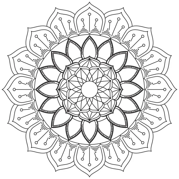 Mandala Vektor Blomma Färg Konst Enkel Grafik Blomma Orientalisk Kontur — Stock vektor