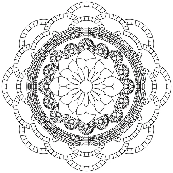 Mandala Διάνυσμα Φύλλο Λουλούδι Χρωματισμός Τέχνη Απλή Γραφική Floral Oriental — Διανυσματικό Αρχείο