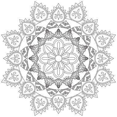 Mandala Vektörü Yaprak Renklendirme Sanatı Basit Grafik Çiçek Doğulu Klasik Resim İslami Hint Mistik Dini Ahlakı Nilüfer Yazdırma Kumaşı Tekstil Sembolü Tekstil Sembolü 