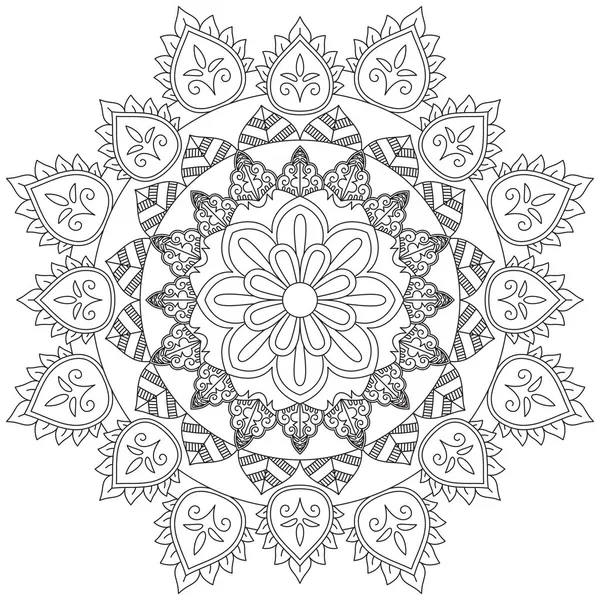 Mandala Vektörü Yaprak Renklendirme Sanatı Basit Grafik Çiçek Doğulu Klasik Resim İslami Hint Mistik Dini Ahlakı Nilüfer Yazdırma Kumaşı Tekstil Sembolü Tekstil Sembolü 