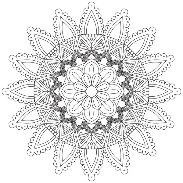 Mandala Vector Leaf Flower Coloring Art Simple Graphic Floral Oriental — 스톡 벡터