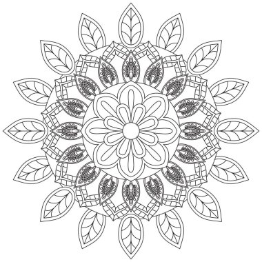 Mandala Vektörü Yaprak Renklendirme Sanatı Basit Grafik Çiçek Doğulu Klasik Resim İslami Hint Mistik Dini Ahlakı Nilüfer Yazdırma Kumaşı Tekstil Sembolü Tekstil Sembolü 