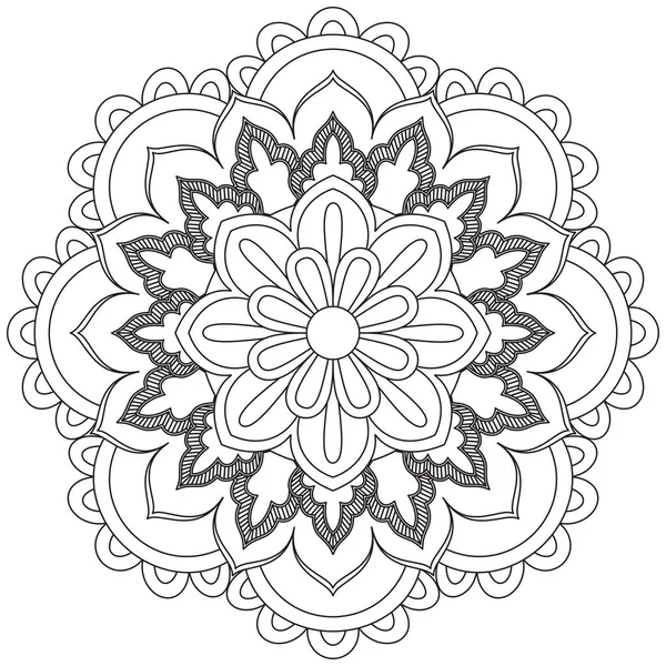 Mandala Vector Folha Flor Coloração Arte Simples Gráfico Floral Oriental — Vetor de Stock