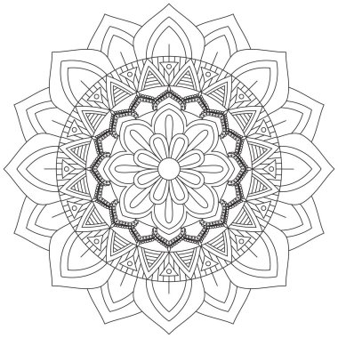 Mandala Vektörü Yaprak Renklendirme Sanatı Basit Grafik Çiçek Doğulu Klasik Resim İslami Hint Mistik Dini Ahlakı Nilüfer Yazdırma Kumaşı Tekstil Sembolü Tekstil Sembolü 