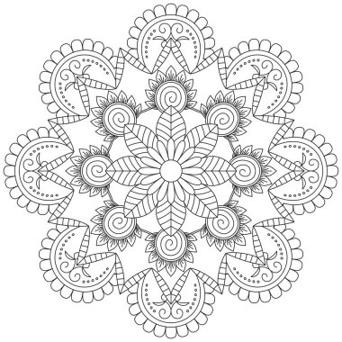 Mandala Vektörü Yaprak Renklendirme Sanatı Basit Grafik Çiçek Doğulu Klasik Resim İslami Hint Mistik Dini Ahlakı Nilüfer Yazdırma Kumaşı Tekstil Sembolü Tekstil Sembolü 