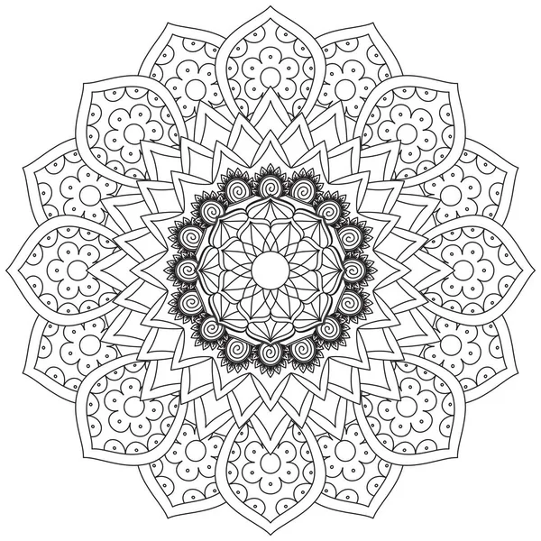 Mandala Vektor Blomma Färg Konst Enkel Grafik Blomma Orientalisk Kontur — Stock vektor