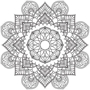 Mandala Vektörü Yaprak Renklendirme Sanatı Basit Grafik Çiçek Doğulu Klasik Resim İslami Hint Mistik Dini Ahlakı Nilüfer Yazdırma Kumaşı Tekstil Sembolü Tekstil Sembolü 