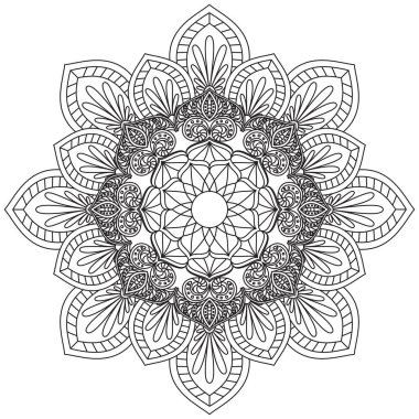 Mandala Vektörü Yaprak Renklendirme Sanatı Basit Grafik Çiçek Doğulu Klasik Resim İslami Hint Mistik Dini Ahlakı Nilüfer Yazdırma Kumaşı Tekstil Sembolü Tekstil Sembolü