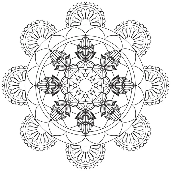 Mandala Vector Blad Bloem Kleurplaten Kunst Eenvoudige Graphic Floral Oriental — Stockvector