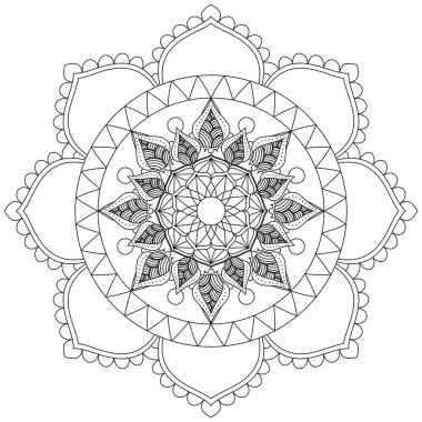 Mandala Vektörü Yaprak Renklendirme Sanatı Basit Grafik Çiçek Doğulu Klasik Resim İslami Hint Mistik Dini Ahlakı Nilüfer Yazdırma Kumaşı Tekstil Sembolü Tekstil Sembolü 