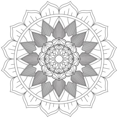 Mandala Vektörü Yaprak Renklendirme Sanatı Basit Grafik Çiçek Doğulu Klasik Resim İslami Hint Mistik Dini Ahlakı Nilüfer Yazdırma Kumaşı Tekstil Sembolü Tekstil Sembolü 