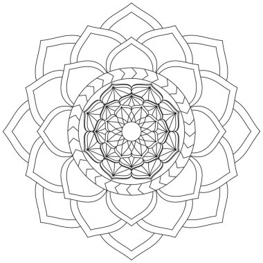 Mandala Vektörü Yaprak Renklendirme Sanatı Basit Grafik Çiçek Doğulu Klasik Resim İslami Hint Mistik Dini Ahlakı Nilüfer Yazdırma Kumaşı Tekstil Sembolü Tekstil Sembolü 