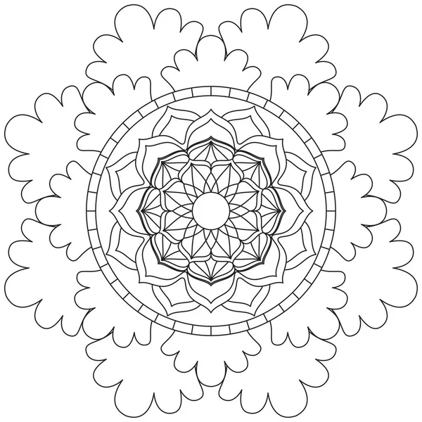 Mandala Vector Folha Flor Coloração Arte Simples Gráfico Floral Oriental — Vetor de Stock